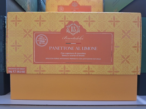 [K13B27] Bronte Dolci Panettone Limone con vaso crema Astuciato 1kg