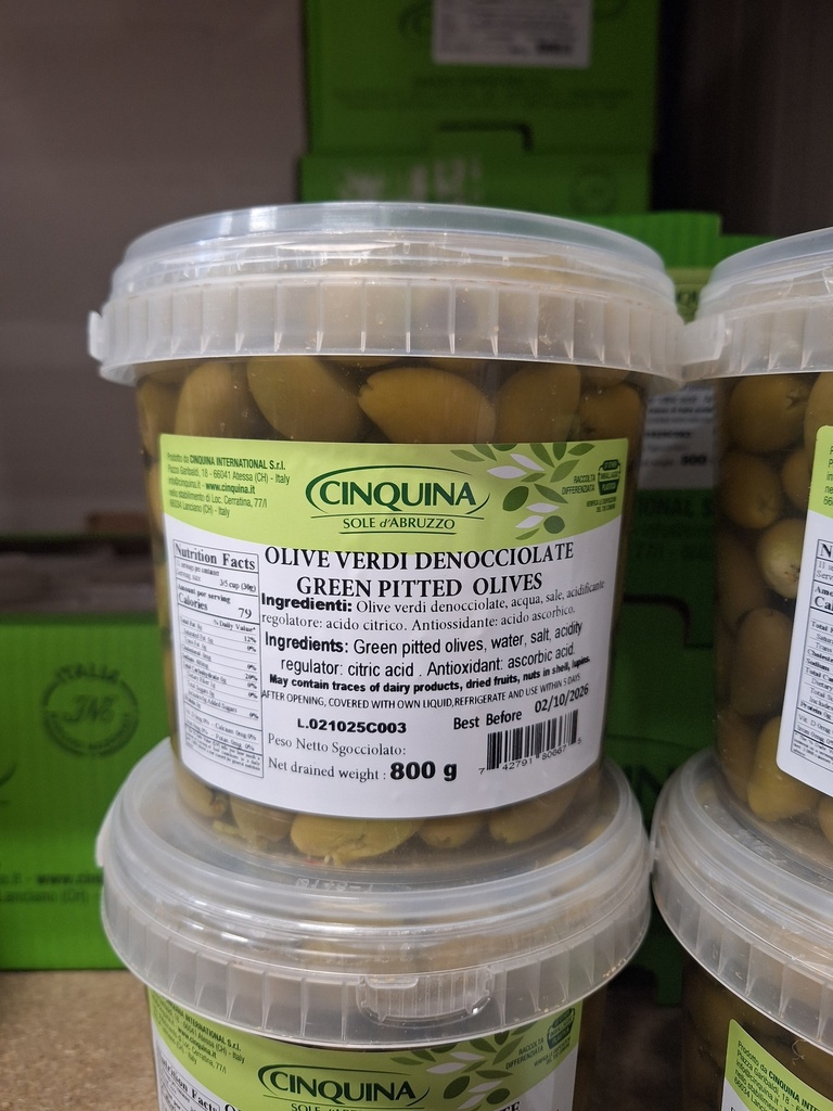Pot Olive Secchio Verdi Denocciolate  800 gr. 